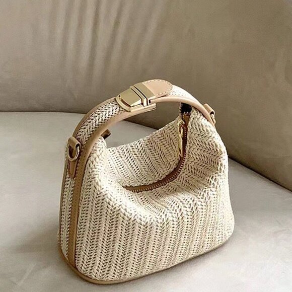 White Glamorous Women's Mini Handbag With Lock Button - Picture 6 of 10